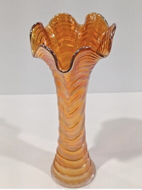 9-10" Carnival Glass Marigold Ripple Vase Fenton Imperial Antique Vintage